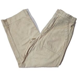 UNIQLO U Pants Womens XS Beige Chino Straight Relaxed Elastic Waist Pockets